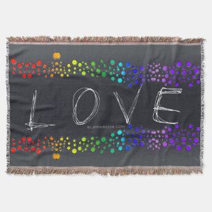 SlipperyJoe love bubbles red orange yellow green c Throw Blanket