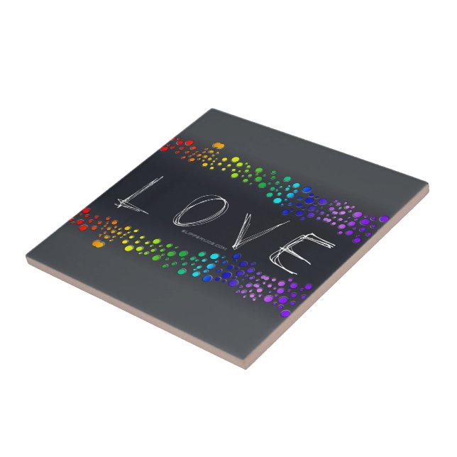 SlipperyJoe love bubbles red orange yellow green c Tile (Side)