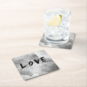 SlipperyJoe love has no colour race skin-tone boun Square Paper Coaster