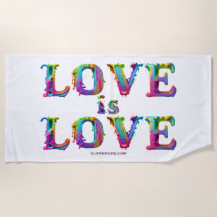 SlipperyJoe love is love dripping melting dynamic  Beach Towel