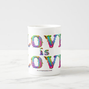 SlipperyJoe love is love dripping melting dynamic Bone China Mug