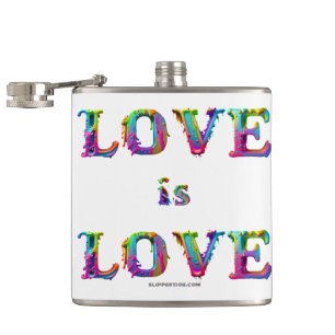 SlipperyJoe love is love dripping melting dynamic Hip Flask