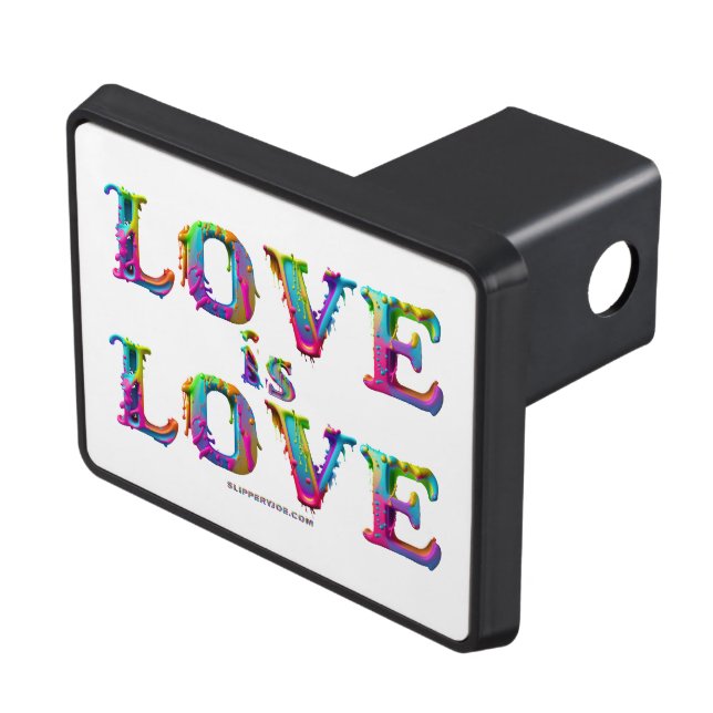 SlipperyJoe love is love dripping melting dynamic  Trailer Hitch Cover (Top Right)