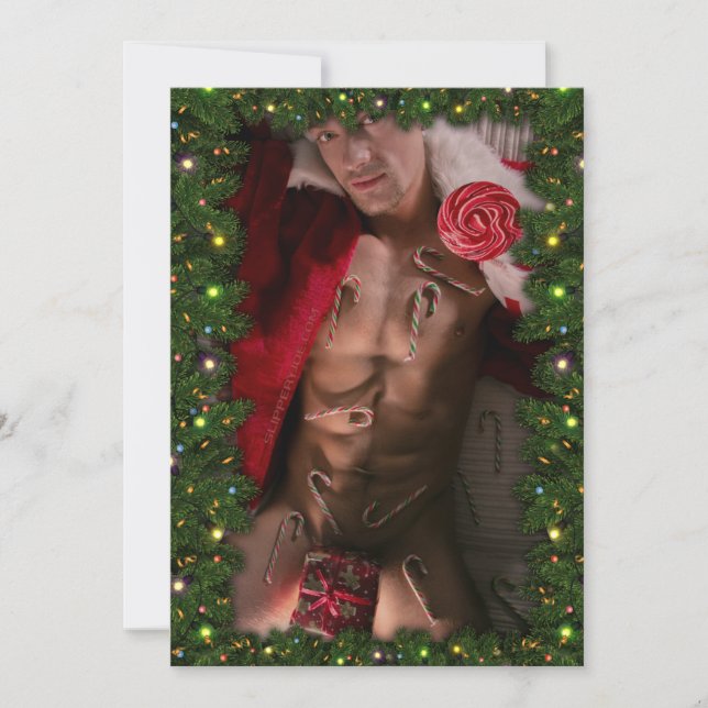 SlipperyJoe male chest six pack stomach bare torso Holiday Card (Front)