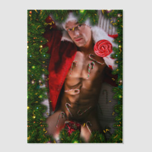 SlipperyJoe male chest six pack stomach bare torso Vellum Invitations