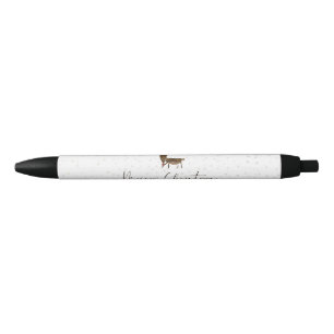 SlipperyJoe Merry Christmas reindeer red-nose antl Black Ink Pen