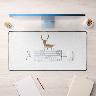 SlipperyJoe Merry Christmas reindeer red-nose antl Desk Mat