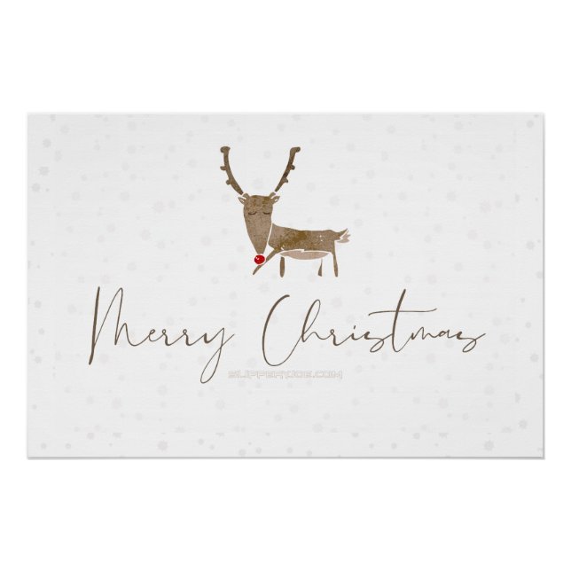 SlipperyJoe Merry Christmas reindeer red-nose antl Poster (Front)