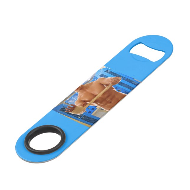 SlipperyJoe muscular man abs locker room tiled flo Bar Key (Front Angled)