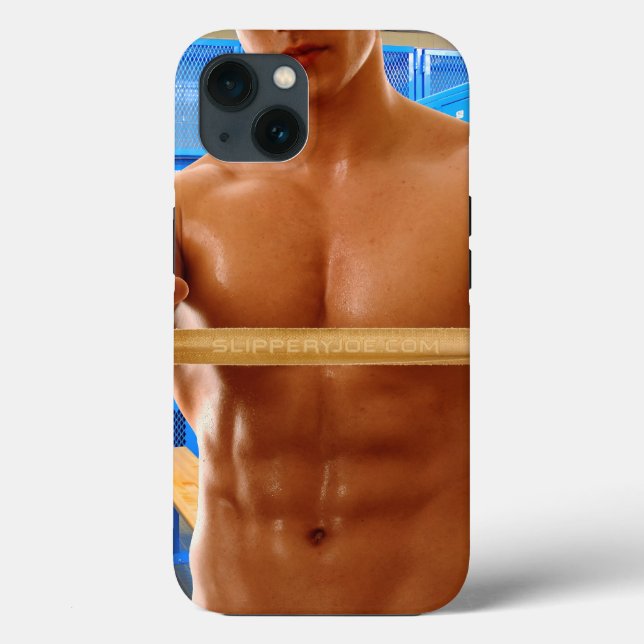 SlipperyJoe muscular man abs locker room tiled flo Case-Mate iPhone Case (Back)