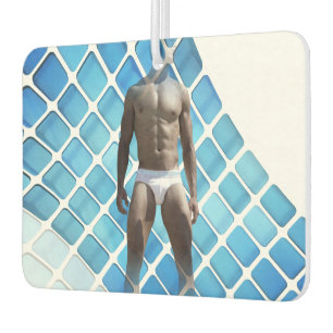 SlipperyJoe muscular man six-pack abs male white u Air Freshener