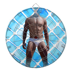 SlipperyJoe muscular man six-pack abs male white u Dartboard