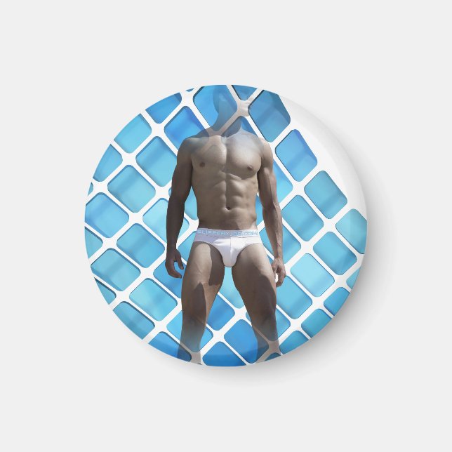 SlipperyJoe muscular man six-pack abs male white u Magnet (Front)