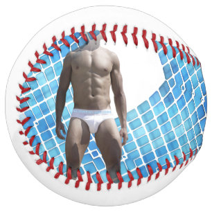 SlipperyJoe muscular man six-pack abs male white u Softball
