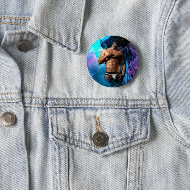 SlipperyJoe muscular man underwear bulge vibrant h 2 Inch Round Button (In Situ)