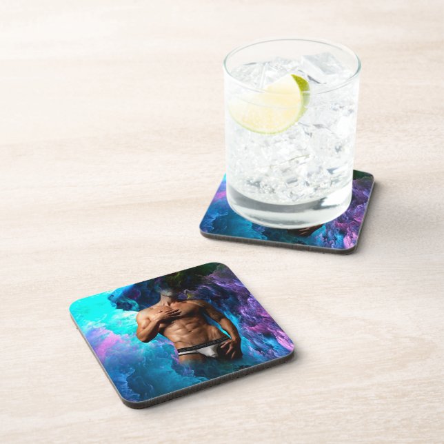 SlipperyJoe muscular man underwear bulge vibrant h Coaster (Right Side)