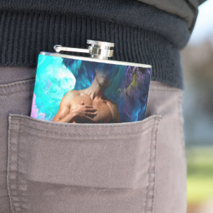 SlipperyJoe muscular man underwear bulge vibrant h Hip Flask