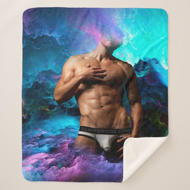 SlipperyJoe muscular man underwear bulge vibrant h Sherpa Blanket (Front)