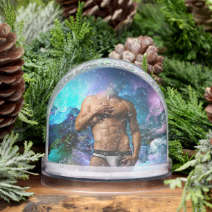 SlipperyJoe muscular man underwear bulge vibrant h Snowglobe
