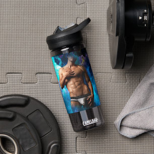 SlipperyJoe muscular man underwear bulge vibrant h Water Bottle