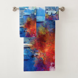 SlipperyJoe NYC graffiti moon surrounded swirling  Bath Towel Set