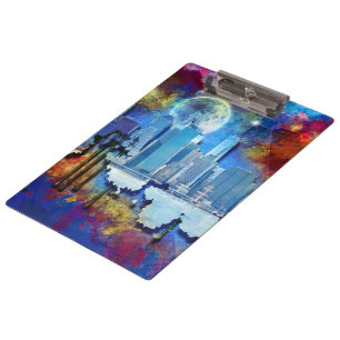 SlipperyJoe NYC graffiti moon surrounded swirling  Clipboard