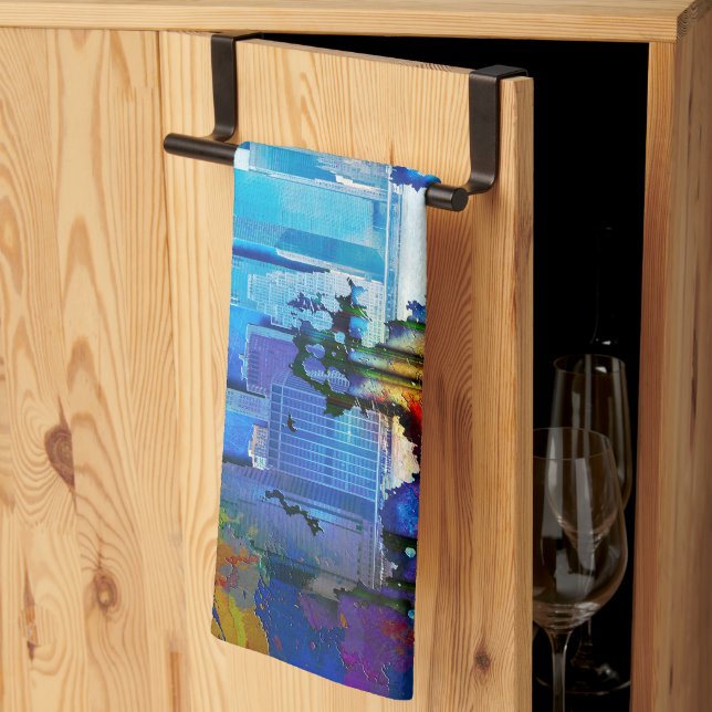 SlipperyJoe NYC graffiti moon surrounded swirling  Kitchen Towel (Thirds Fold)