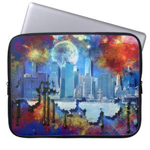 SlipperyJoe NYC graffiti moon surrounded swirling  Laptop Sleeve