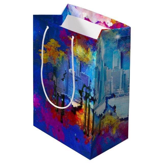 SlipperyJoe NYC graffiti moon surrounded swirling  Medium Gift Bag (Back Angled)