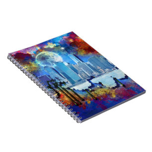 SlipperyJoe NYC graffiti moon surrounded swirling Notebook