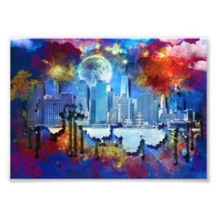 SlipperyJoe NYC graffiti moon surrounded swirling  Photo Print