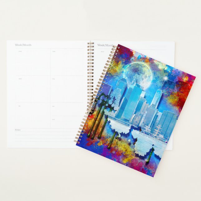 SlipperyJoe NYC graffiti moon surrounded swirling  Planner (Display)