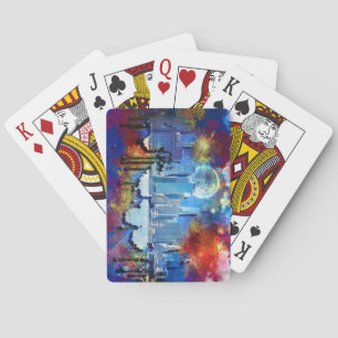 SlipperyJoe NYC graffiti moon surrounded swirling Playing Cards