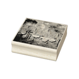 SlipperyJoe NYC graffiti moon surrounded swirling  Rubber Stamp