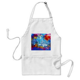 SlipperyJoe NYC graffiti moon surrounded swirling Standard Apron