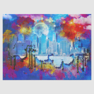 SlipperyJoe NYC graffiti moon surrounded swirling Tissue Paper
