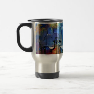 SlipperyJoe NYC graffiti moon surrounded swirling  Travel Mug