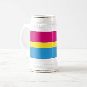 SlipperyJoe pansexual pride flag pink amber and cy Beer Stein