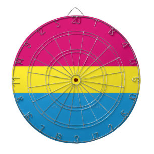 SlipperyJoe pansexual pride flag pink amber and cy Dartboard
