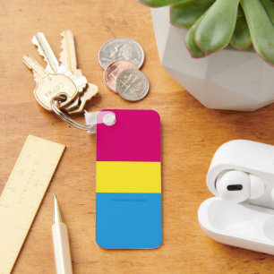 SlipperyJoe pansexual pride flag pink amber and cy Keychain