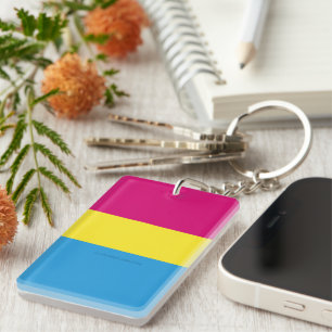 SlipperyJoe pansexual pride flag pink amber and cy Keychain