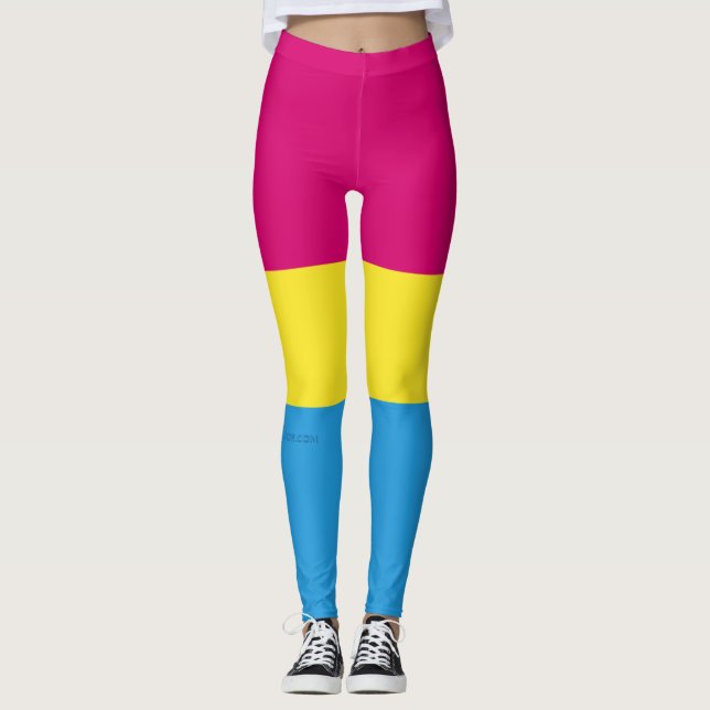 SlipperyJoe pansexual pride flag pink amber and cy Leggings (Front)