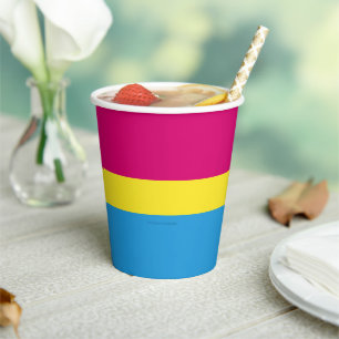 SlipperyJoe pansexual pride flag pink amber and cy Paper Cups