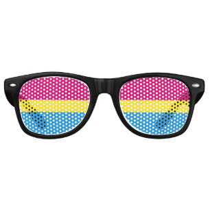 SlipperyJoe pansexual pride flag pink amber and cy Retro Sunglasses