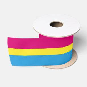 SlipperyJoe pansexual pride flag pink amber and cy Satin Ribbon