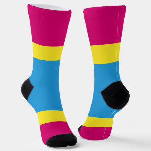 SlipperyJoe pansexual pride flag pink amber and cy Socks