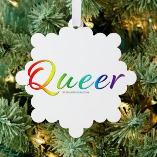 SlipperyJoe queer pride colours bold and celebrato Ornament Card