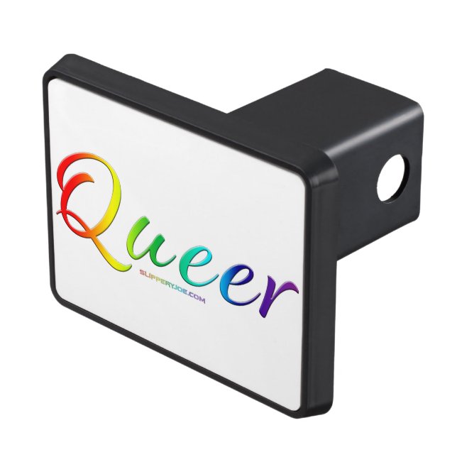 SlipperyJoe queer pride colours bold and celebrato Trailer Hitch Cover (Top Right)