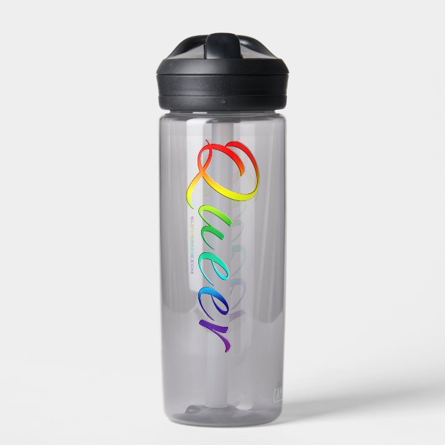 SlipperyJoe queer pride colours bold and celebrato Water Bottle (Front)