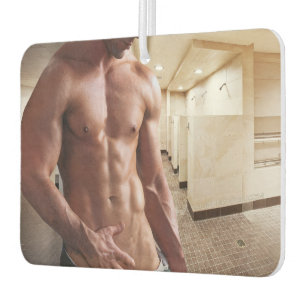 SlipperyJoe shirtless muscular man sixpack abs fit Air Freshener